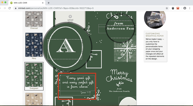 An example of a photo wrapping with personalized text.