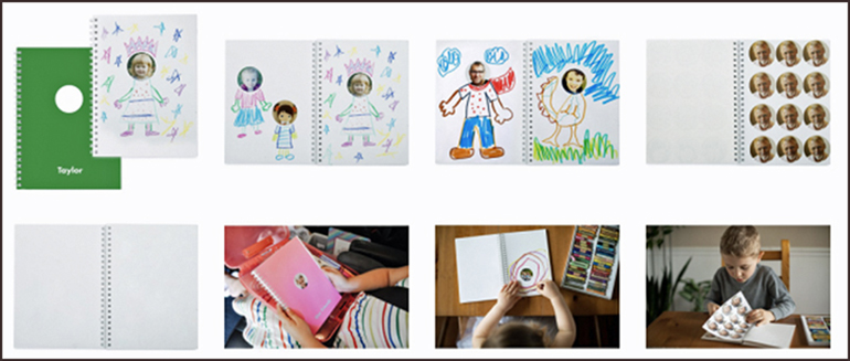 A collection of images showing how the sticker book can be used.