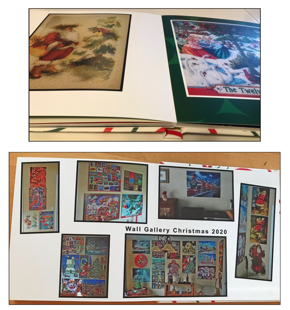 The picture shows two examples of book pages with the seamless lay-flat pages including the two-page spread that looks like a single picture.